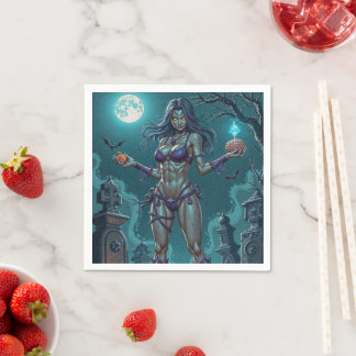Servilleta De Papel Dulce de Halloween o Novia Zombi con Cerebros