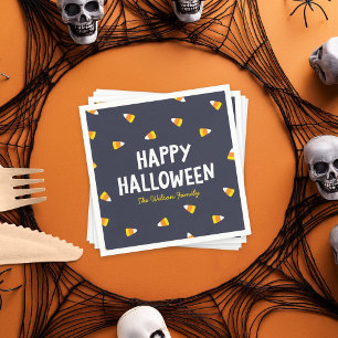 Servilleta De Papel Dulce de Maíz Azul Oscuro Feliz Halloween