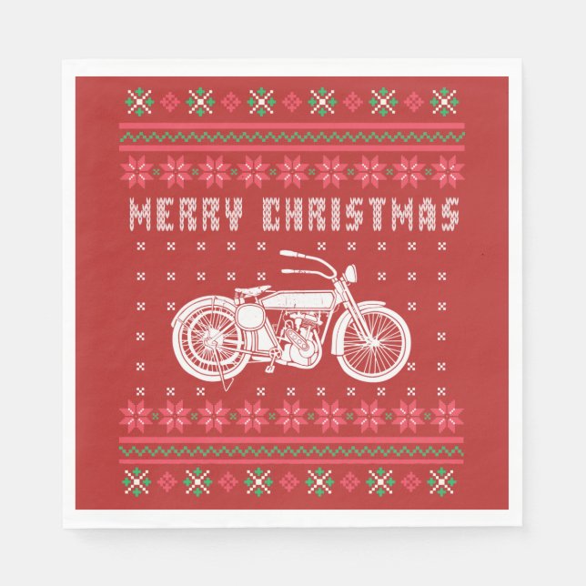 Servilleta De Papel Dulce de motocicleta de época Navidades feos (Anverso)