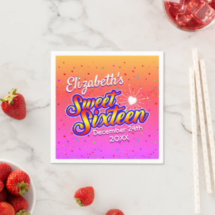 Servilleta De Papel Dulce Dieciséis cumpleaños en rosa y oro