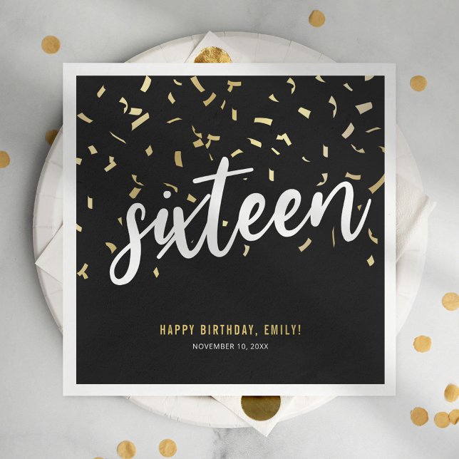 Servilleta De Papel Dulce Dieciséis Oro Negro Fiesta de Cumpleaños 16 (Subido por el creador)