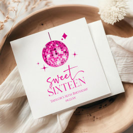 Servilleta De Papel Dulce Dieciséis Pelota Disco Rosa 16ª Fiesta de Cu