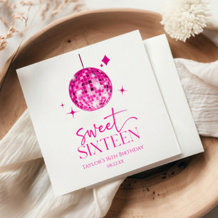 Servilleta De Papel Dulce Dieciséis Pelota Disco Rosa 16ª Fiesta de Cu