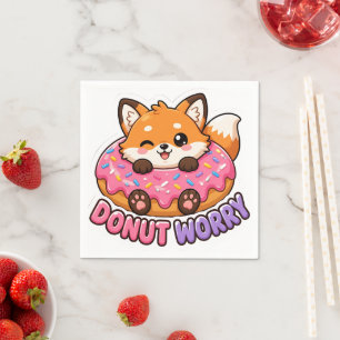 Servilleta De Papel Dulce Donut de Zorro Kawaii No te Preocupes Pun de