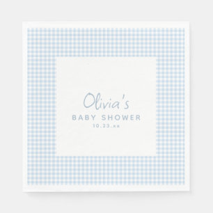Servilleta De Papel Dulce Ducha de Bebé Cuadros Azul Claro Retro Prepp