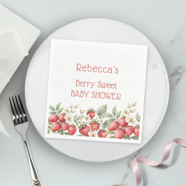 Servilleta De Papel Dulce Ducha de Bebé Fresas en Flor (Subido por el creador)