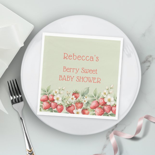 Servilleta De Papel Dulce Ducha de Bebé Fresas en Flor (Subido por el creador)