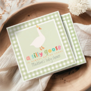 Servilleta De Papel Dulce ducha de bebé Silly Goose Verde Cuadros