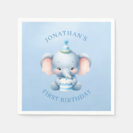Servilleta De Papel Dulce Elefante Azul cumpleaños
