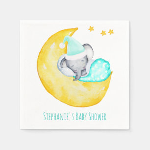 Servilleta De Papel Dulce elefante bebé en la ducha de bebé de la luna