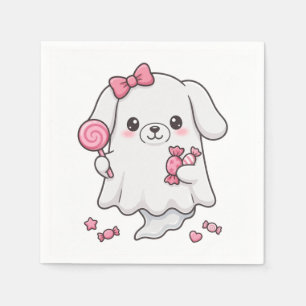 Servilleta De Papel Dulce Fantasma de Caramelo con Lazo Rosa Sticker K