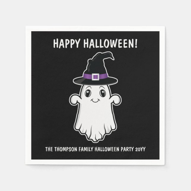 Servilleta De Papel Dulce Fantasma de Dibujos Animados con Sombrero de (Anverso)