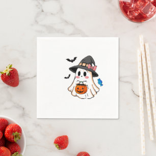 Servilleta De Papel Dulce fantasma de Halloween Kawaii con sombrero de