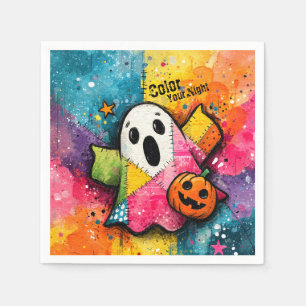 Servilleta De Papel Dulce Fantasma de Parche Colorido Arte Salpicado