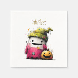 Servilleta De Papel Dulce Fantasma de Parche de Acuarela Halloween
