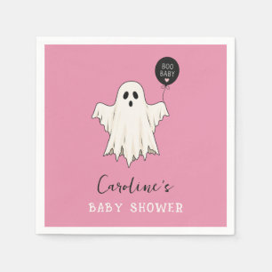 Servilleta De Papel Dulce Fantasma Espeluznante Boo Baby Shower Rosa p