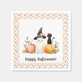 Servilleta De Papel Dulce Fantasma y Gato Negro de Halloween
