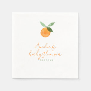 Servilleta De Papel Dulce Fiesta de Baby Shower Acuarela Naranja