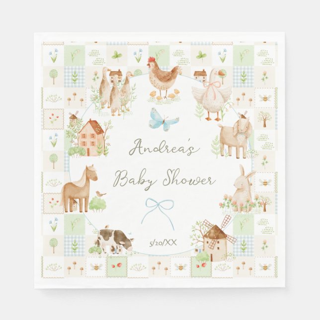 Servilleta De Papel Dulce fiesta de bienvenida para bebé granja Granmi (Anverso)