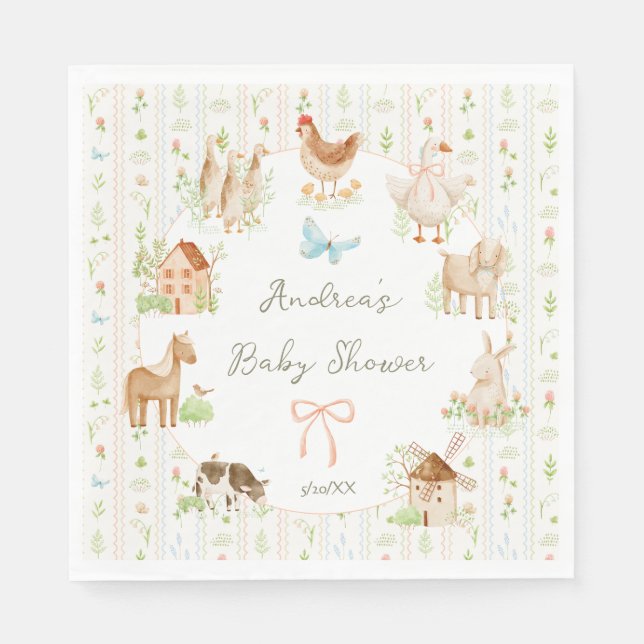 Servilleta De Papel Dulce fiesta de bienvenida para bebé granja granmi (Anverso)
