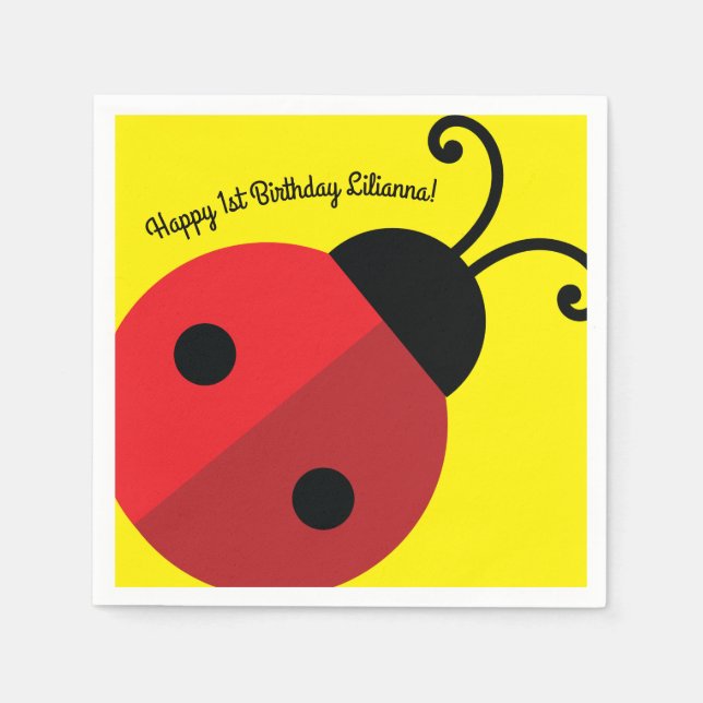 Servilleta De Papel Dulce Fiesta de Cumpleaños 1 de Lady Bug (Anverso)
