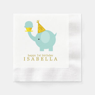 Servilleta De Papel Dulce fiesta de cumpleaños del Elefante Verde