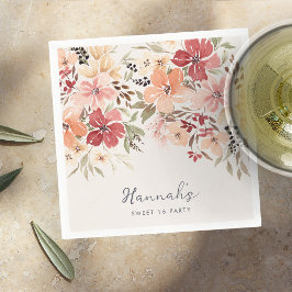 Servilleta De Papel Dulce floral simple 16 cumpleaños