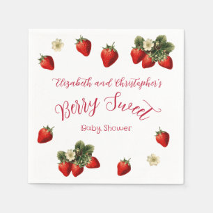 Servilleta De Papel Dulce Fresa Roja Baby Shower para Parejas