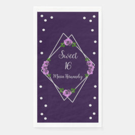 Servilleta De Papel Dulce geométrico morado Rosa plateado 16