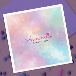 Servilleta De Papel Dulce holográfico pastel cielo estrella acuarela f