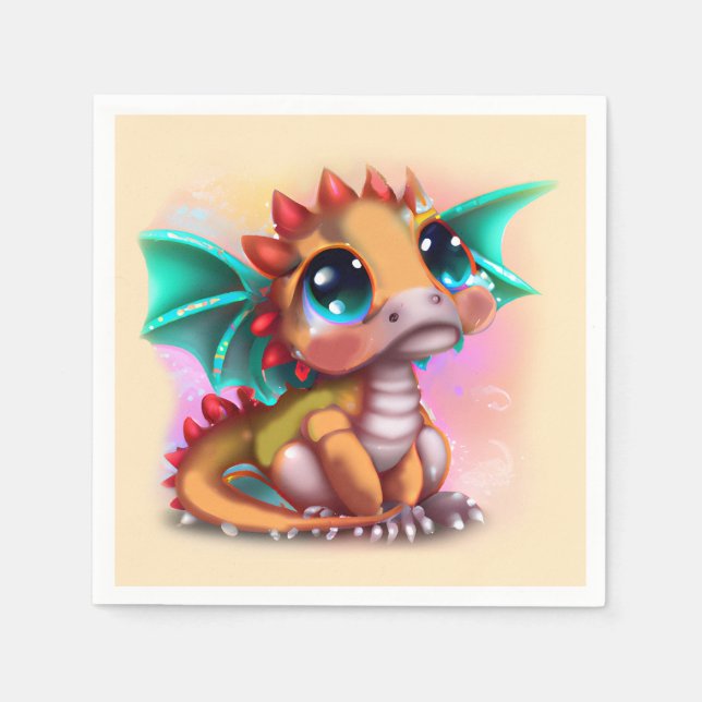 Servilleta De Papel Dulce Kawaii Baby Dragon (Anverso)