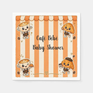 Servilleta De Papel Dulce Kawaii Café Croissant Naranja Baby Shower