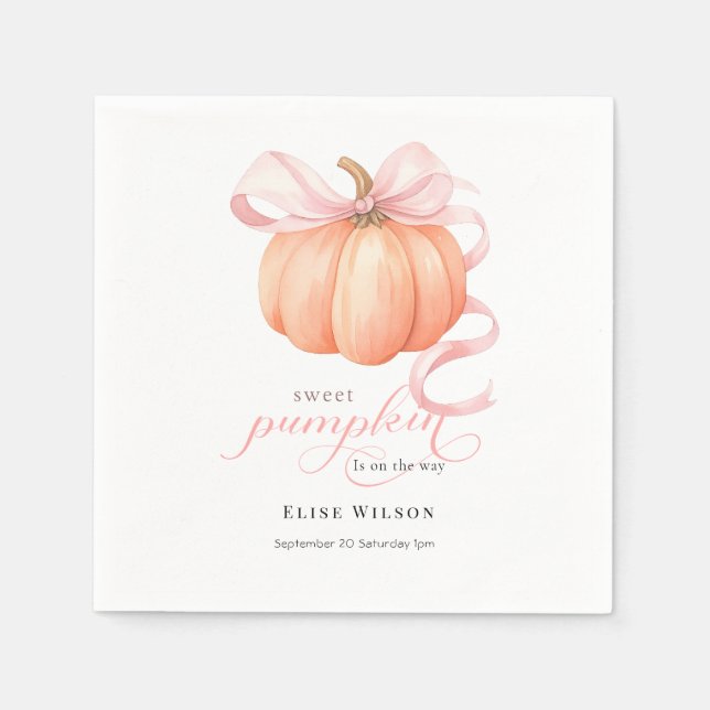Servilleta De Papel Dulce La pequeña calabaza rosa arco está en camino (Anverso)
