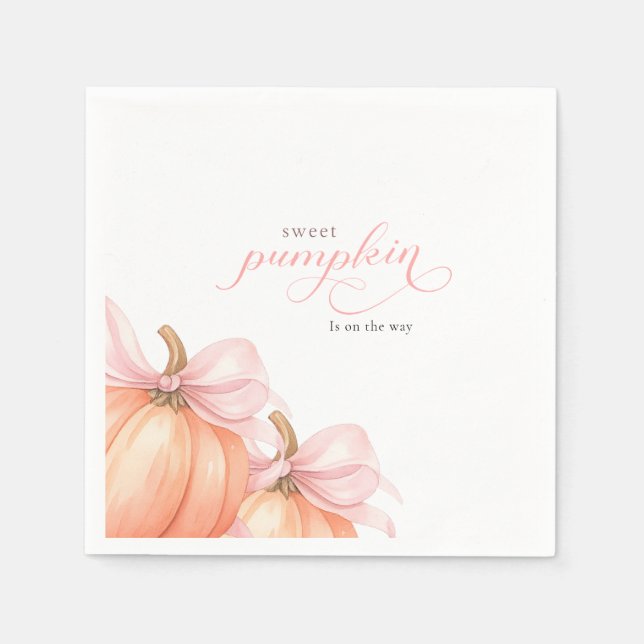 Servilleta De Papel Dulce La pequeña calabaza rosa arco está en camino (Anverso)