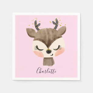 Servilleta De Papel Dulce Lindo Y Femenino Reno De Bebé Rosa Pastel