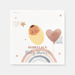 Servilleta De Papel Dulce luna estrella ducha de bebé afroamericana