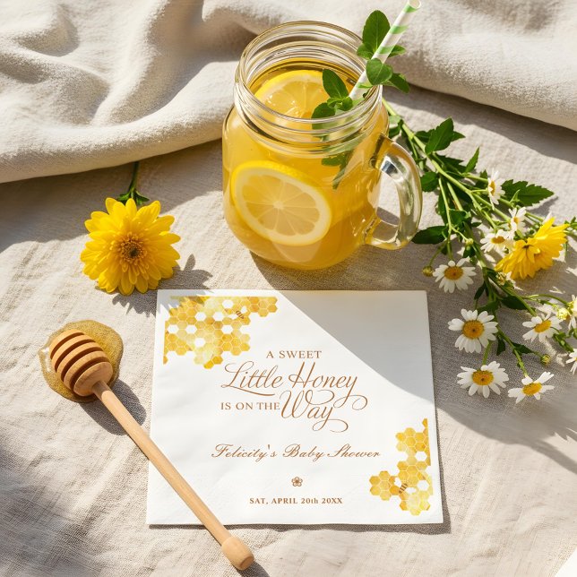 Servilleta De Papel Dulce Miel Pequeña En El Camino De La Abeja Baby S (Sweet Little Honey On The Way Bee Baby Shower Napkins)