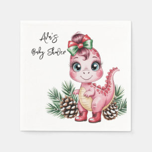 Servilleta De Papel Dulce niña dinosaurio en Navidad Baby Shower