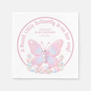 Servilleta De Papel Dulce Niña Mariposa Fresa Rosa Baby Shower 