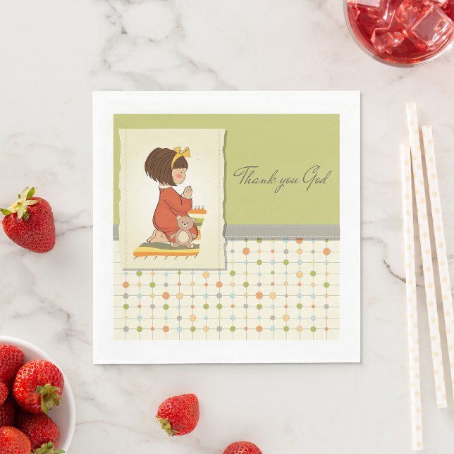 Servilleta De Papel Dulce niña orando gracias Dios (Subido por el creador)