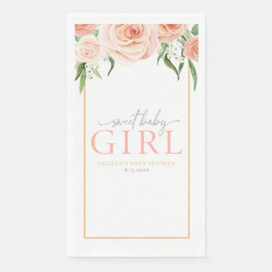 Servilleta De Papel Dulce Niña Rosa Suave Floral Baby Shower