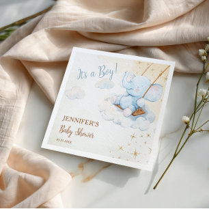 Servilleta De Papel Dulce Nube de Elefante Azul Baby Shower