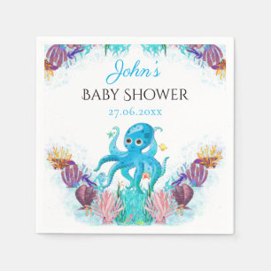 Servilleta De Papel Dulce Octopus Seashells Baby Shower Napkins