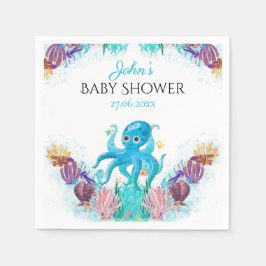 Servilleta De Papel Dulce Octopus Seashells Baby Shower Napkins