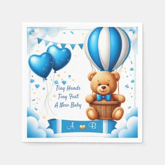 Servilleta De Papel Dulce Osito Cumpleaños Baby Shower 🧸 (Anverso)