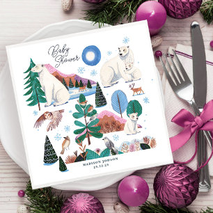 Servilleta De Papel Dulce Oso Polar Invierno Baby Shower