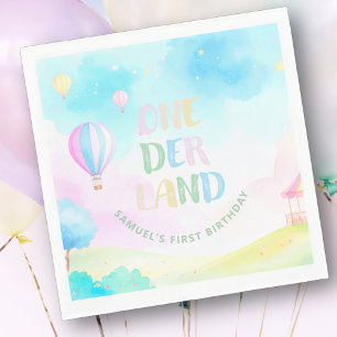Servilleta De Papel Dulce pastel onederland acuarela 1er Cumpleaños