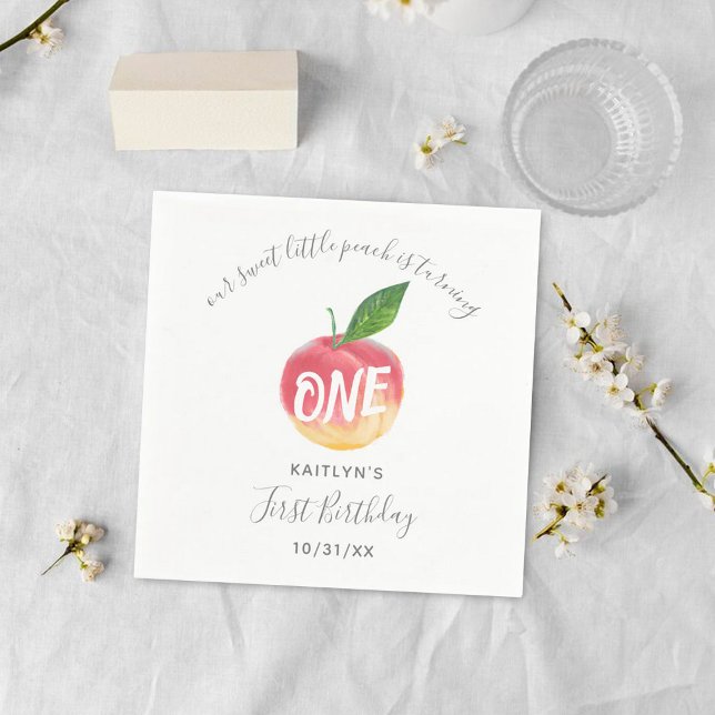 Servilleta De Papel Dulce Peach First Birthday (Subido por el creador)