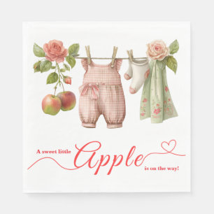 Servilleta De Papel Dulce pequeña manzana Baby Shower   Otoño Rústico 