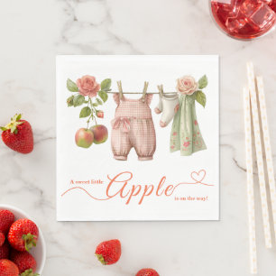 Servilleta De Papel Dulce pequeño baby shower de manzana Otoño rústi